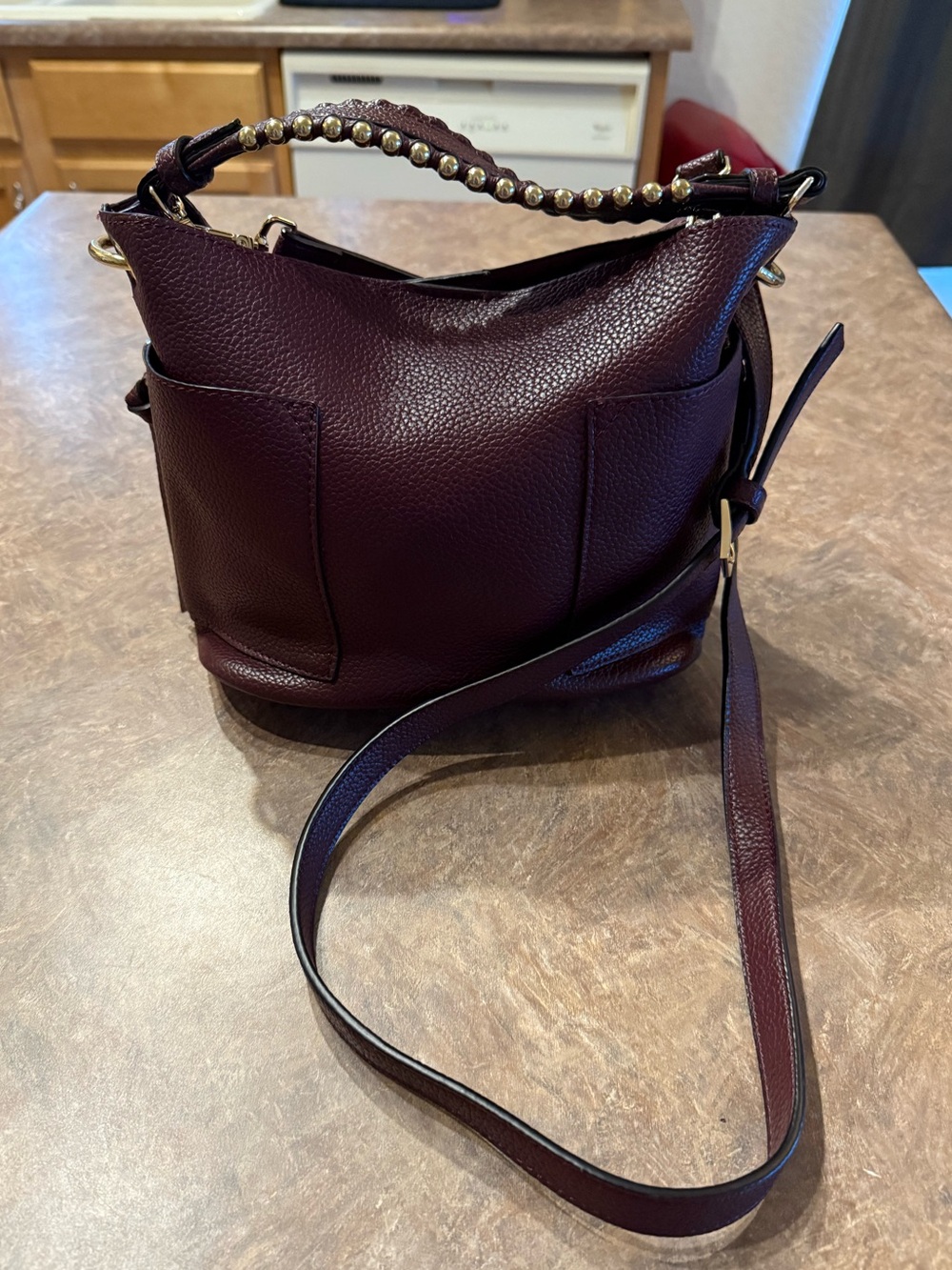 Steve Madden Women's Pebbled Shoulder Bag - Burgundy